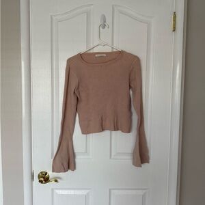 Women's Mauve Ribbed Bell Sleeve Top